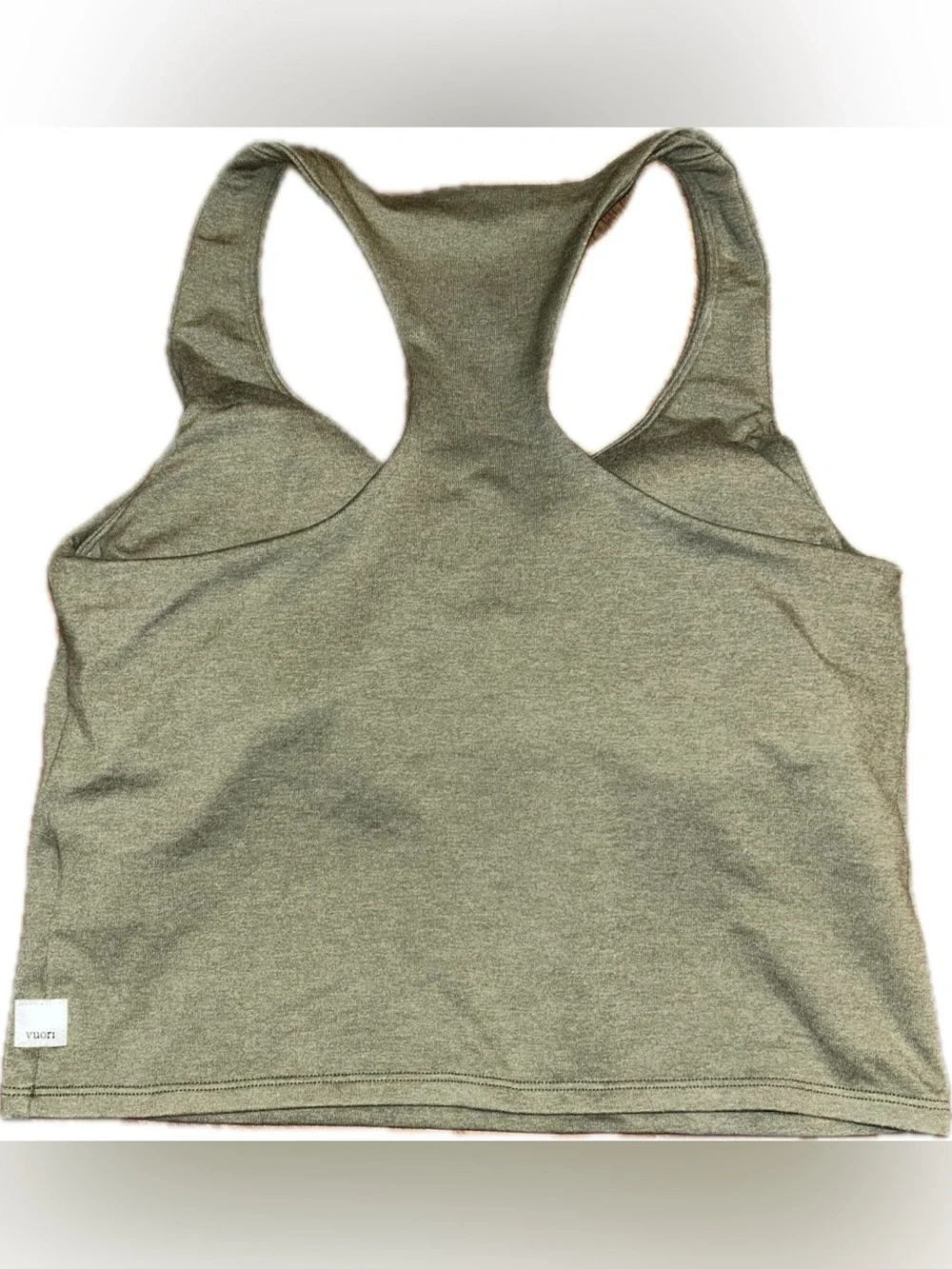 Vuori Halo Performance Dark Metal Heather Olive Gray Tank Top M Shorts L Set